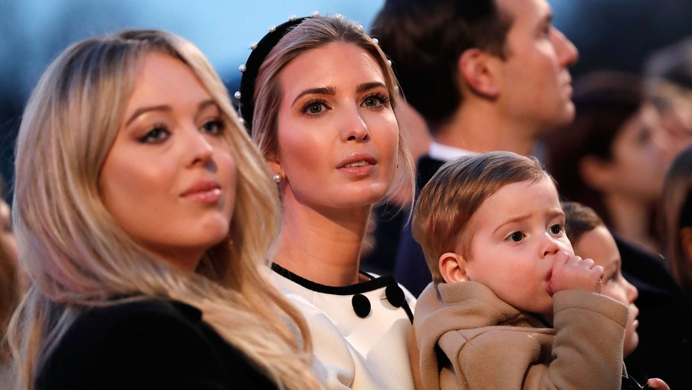 Tiffany and Ivanka Trump watch their father onstage