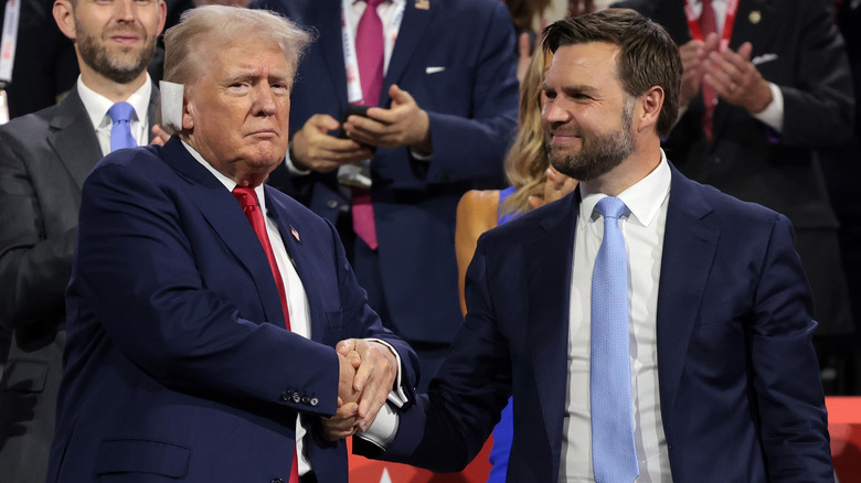 Donald Trump and J.D. Vance shaking hands