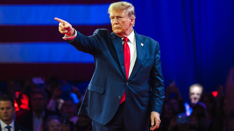 Donald Trump pointing at audience