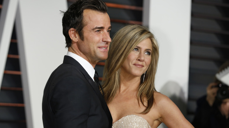 Jennifer Aniston and Justin Theroux at a Vanity Fair party