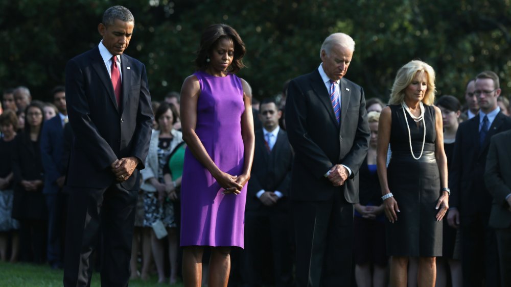 Michelle Obama and Jill Biden and husbands