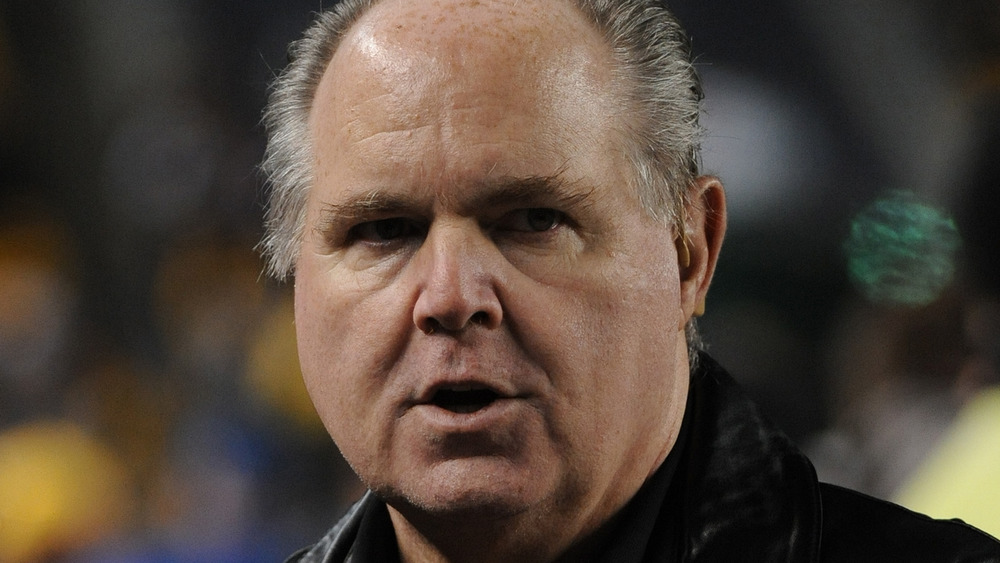 Rush Limbaugh attends an NFL game between the Baltimore Ravens and the Pittsburgh Steelers.