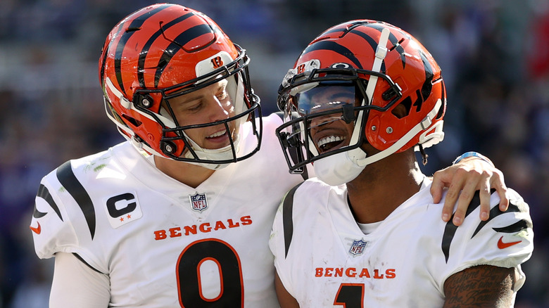 Joe Burrow and Ja'Marr Chase during a Bengals game.