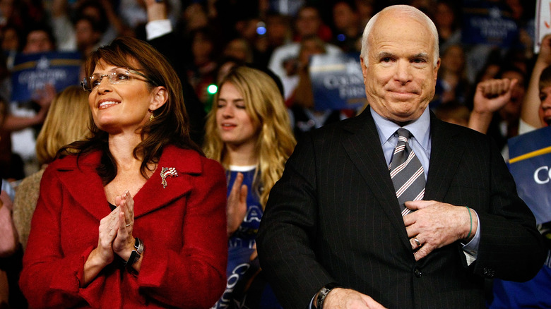 Sarah Palin and John McCain looking unhappy