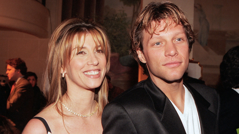 Jon Bon Jovi in black jacket and Dorothea Bongiovi smiling