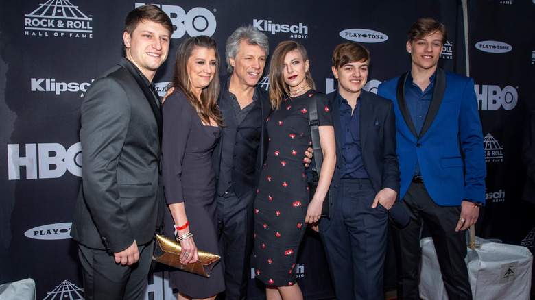 Jon Bon Jovi, Dorothea Hurley, and their four children at an HBO Premiere