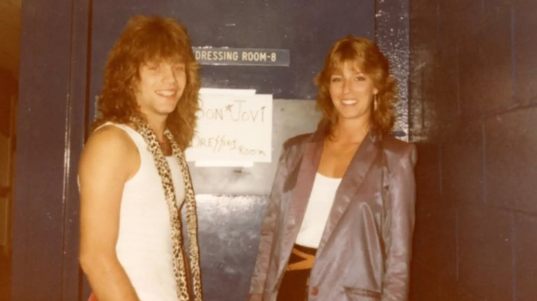 Jon Bon Jovi and Dorothea Hurley outside dressing room door