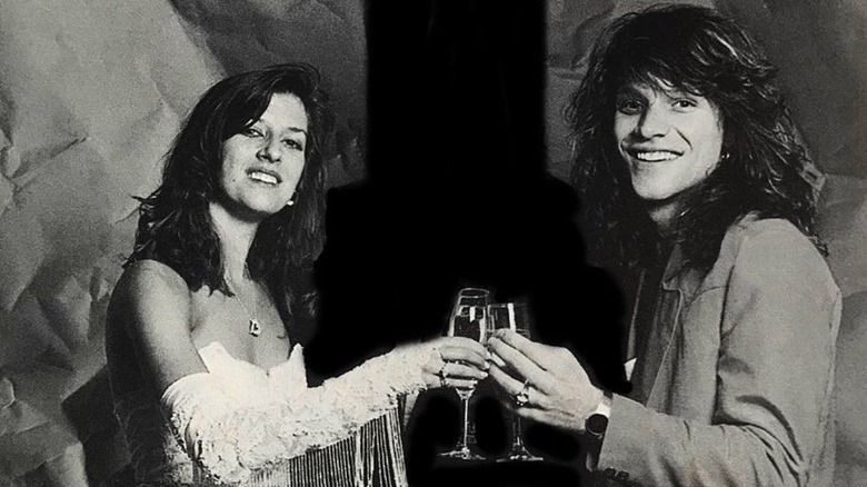 Jon Bon Jovi and Dorothea Hurley toasting at their wedding