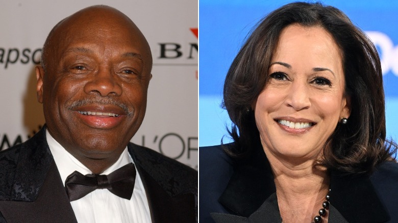 A split image of Willie Brown and Kamala Harris 