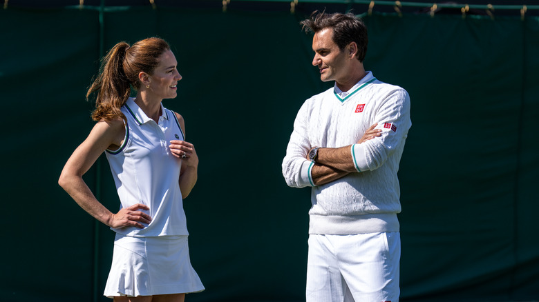 Kate Middleton and Roger Federer during a video clip 