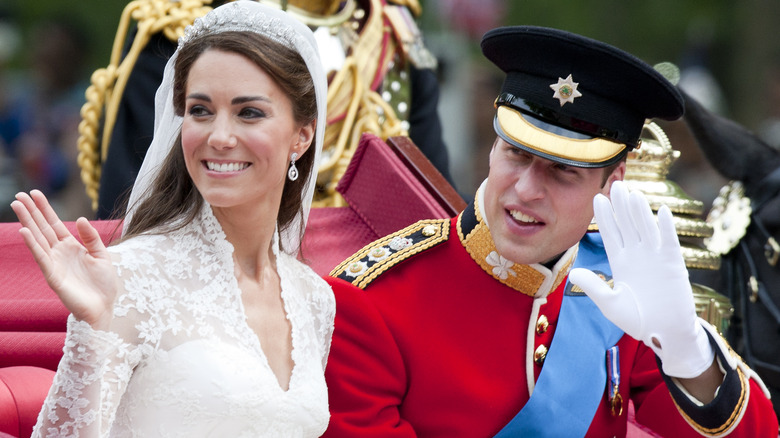 Princess Catherine and Prince William in a carriage