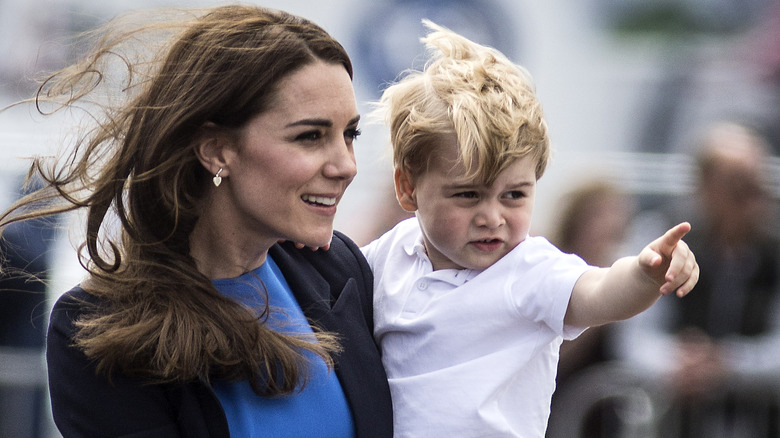 Kate Middleton and Prince George walking