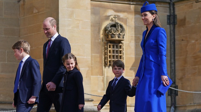 The Wales family walking