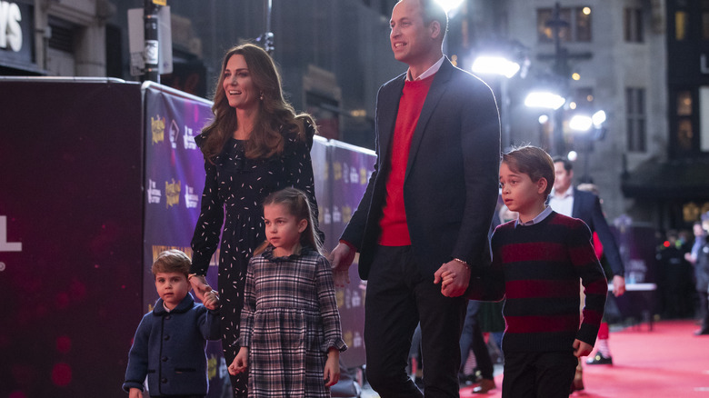 Princess Catherine, Prince William, and kids walking