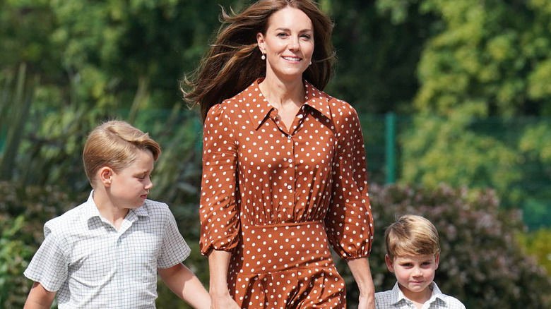 Princess Catherine walking with her sons