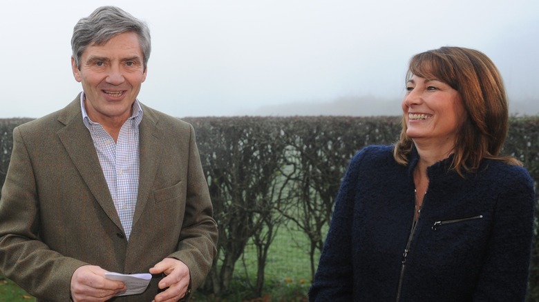 Michael Middleton and Carole Middleton speaking to the press