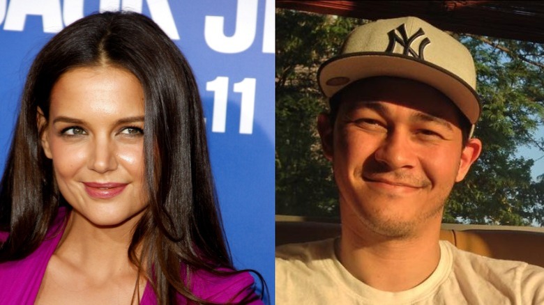 Katie Holmes posing, Emilio Vitolo Jr. smiling