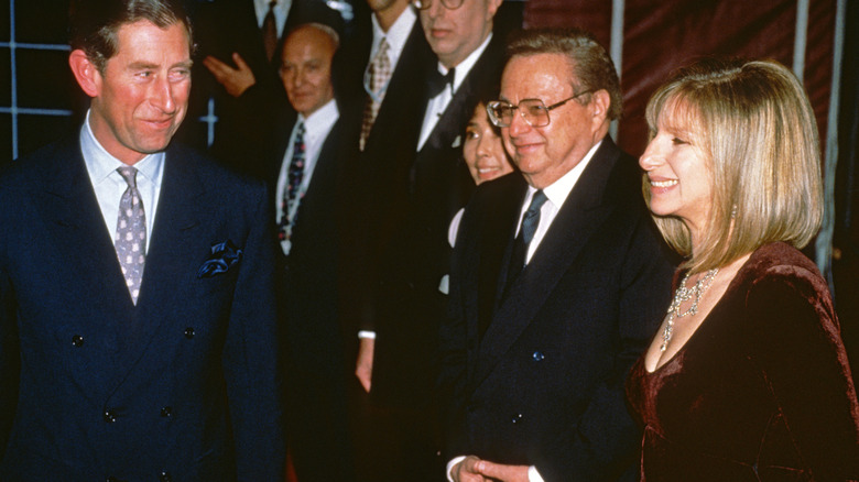 Prince Charles smiling at Barbra Streisand