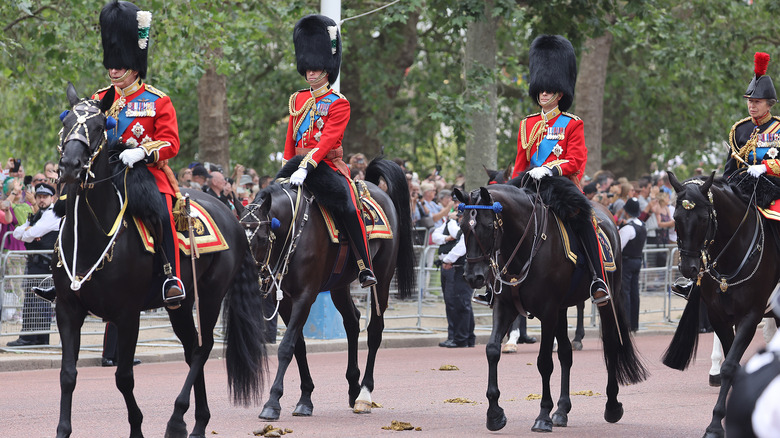 Charles, William, Edward, and Anne riding horses