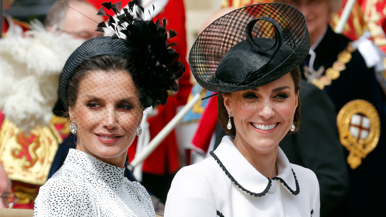 Queen Letizia and Princess Kate smiling