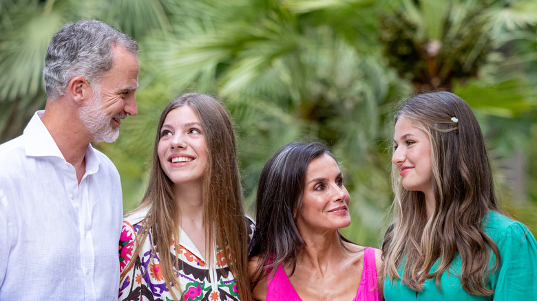 King Felipe, Infanta Sofia, Queen Letizia, and Princess Sofia smiling