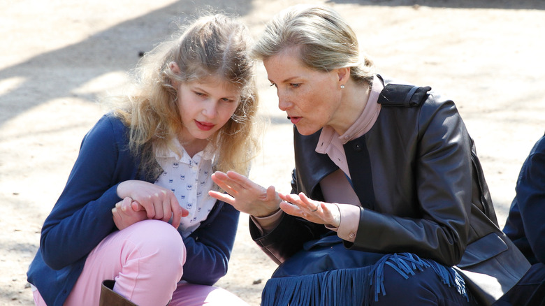 Sophie, Duchess of Edinburgh, and Lady Louise talking