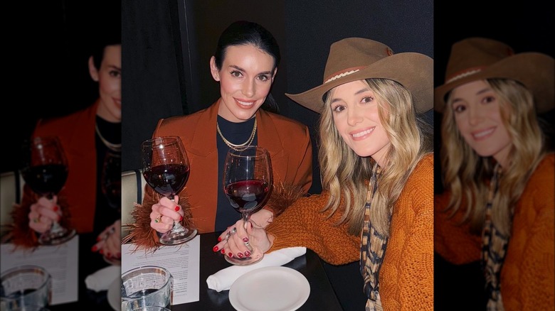 Janna and Lainey Wilson holding a glass of wine