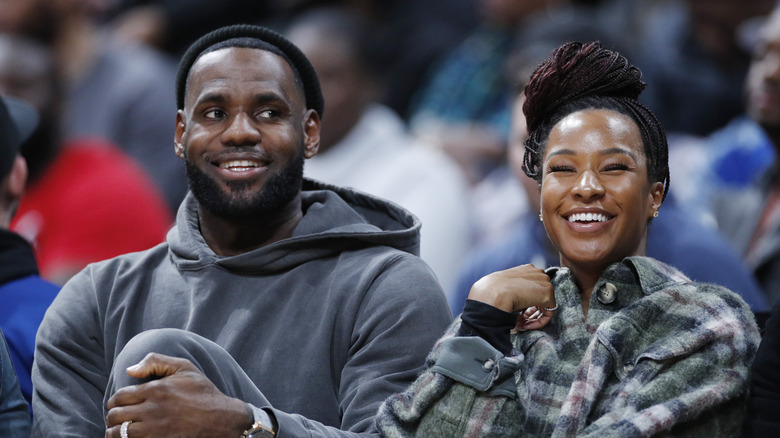 LeBron James and Savannah Brison at an event