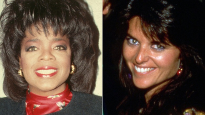 A split image of Oprah and Maria Shriver in the 80s