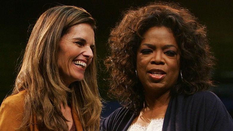 Maria Shriver laughing at Oprah Winfrey