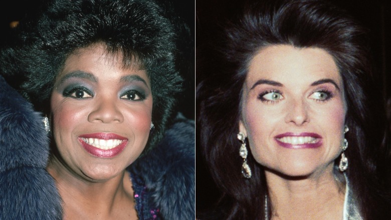 A split image of Oprah Winfrey and Maria Shriver in the 80s