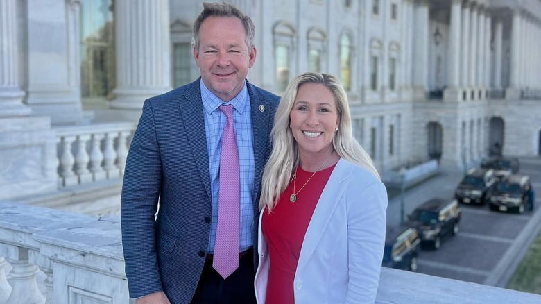 Brian Glenn and Marjorie Taylor Greene on the capitol steps