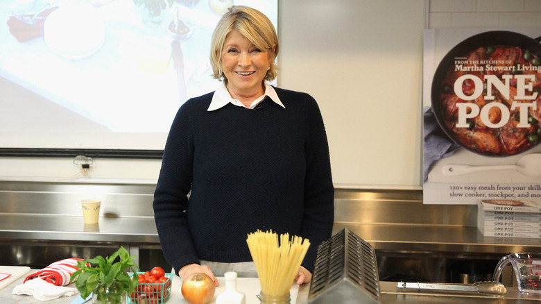 Martha Stewart on her cooking show