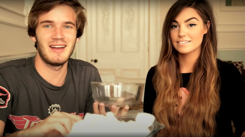 PewDiePie and Marzia smiling