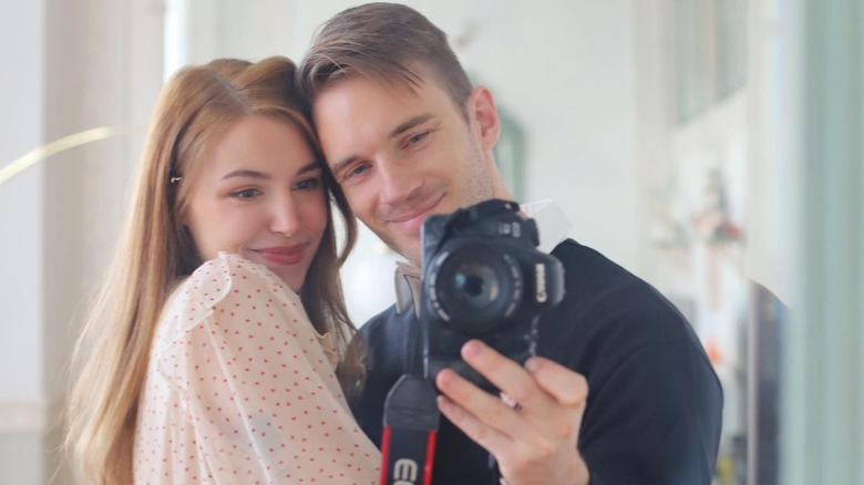 PewDiePie and Marzia Kjellberg smiling