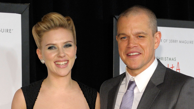 Scarlett Johansson and Matt Damon smiling