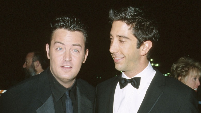 Matthew Perry and David Schwimmer posing