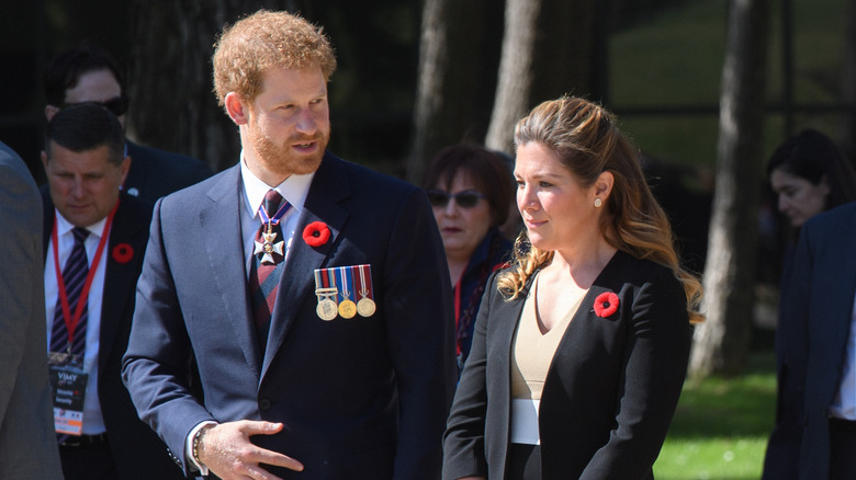 Prince Harry and Sophie Trudeau walking