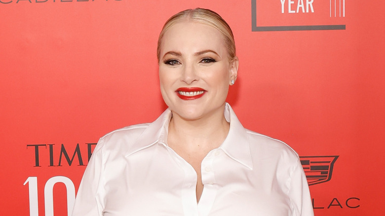 Meghan McCain in white shirt in April 2023