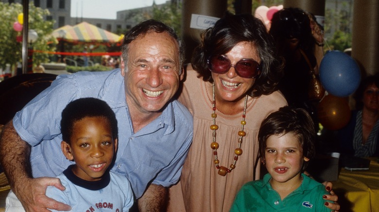 Mel Brooks and Anne Bancroft at a party in Los Angeles