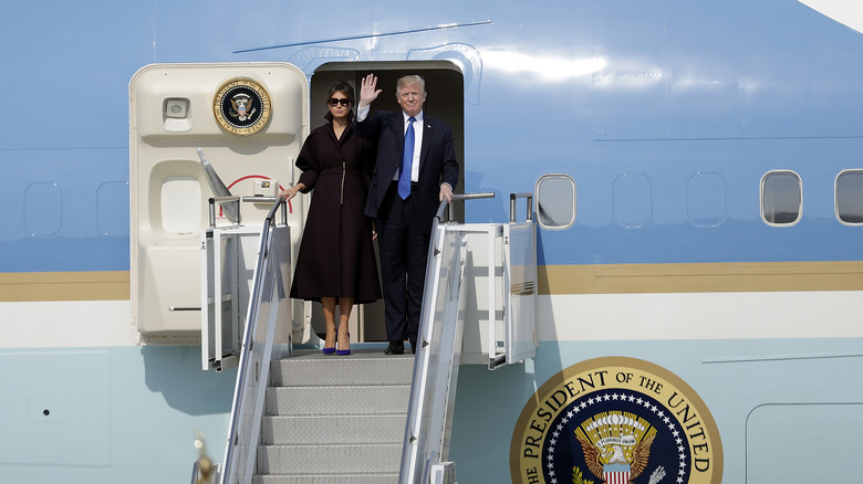 Melania and Donald Trump on Air Force One