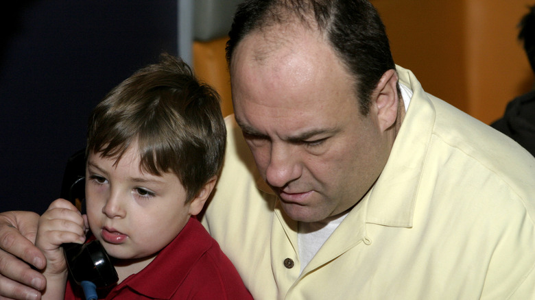 Michael and James Gandolfini sitting together 