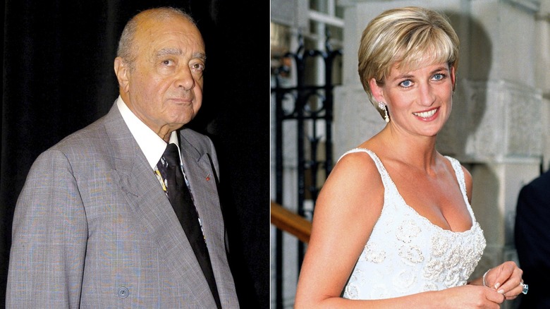 Split image of Mohamed Al-Fayed and Princess Diana