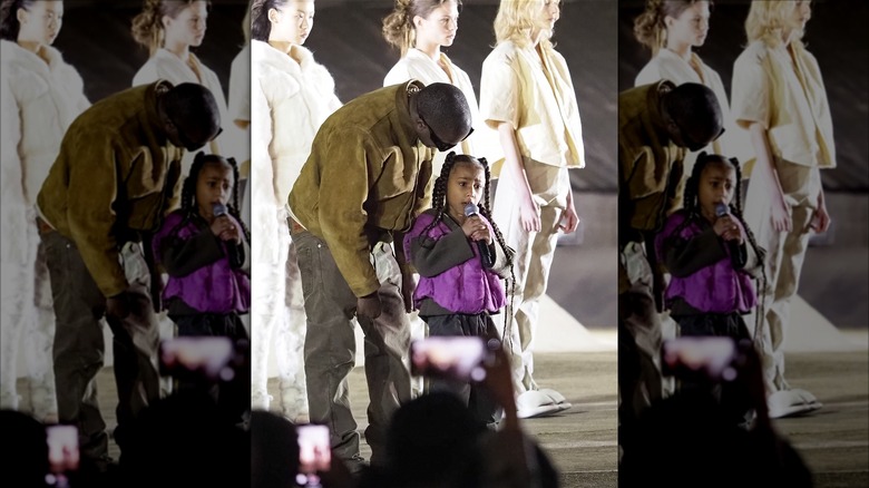 Kanye and North West at Kanye's Sunday Service