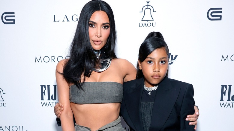 Kim Kardashian and North West posing for the camera