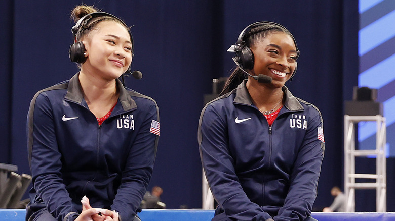 Simone Biles and Suni Lee smiling