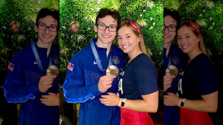 Tess McCracken and Stephen Nedoroscik smiling with his bronze medal