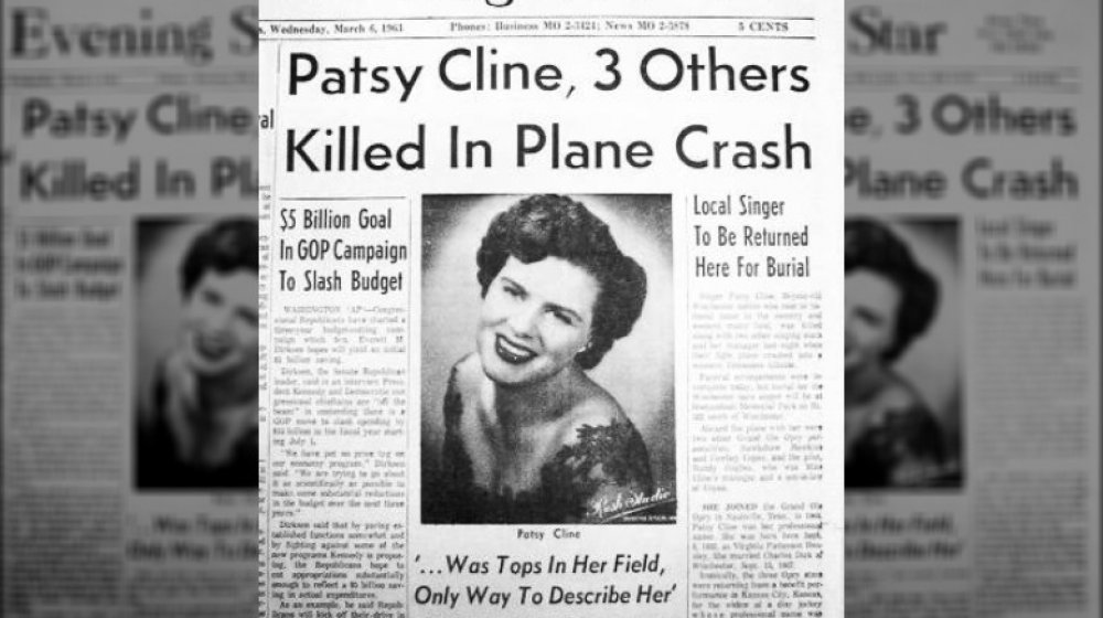 Newspaper article about Patsy Cline's death