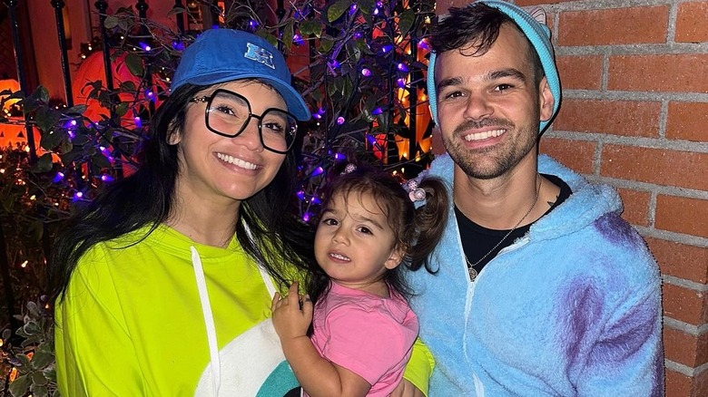 Kirstin Maldonado, Ben Hausdorff and their daughter wearing Monsters Inc.' Halloween outfits