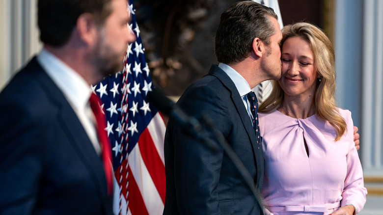 Pete Hegseth kissing his wife Jennifer on the cheek